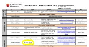 The SA Water Library on the 2015 Adelaide Study Visit Schedule