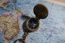 Compass on map of Australia